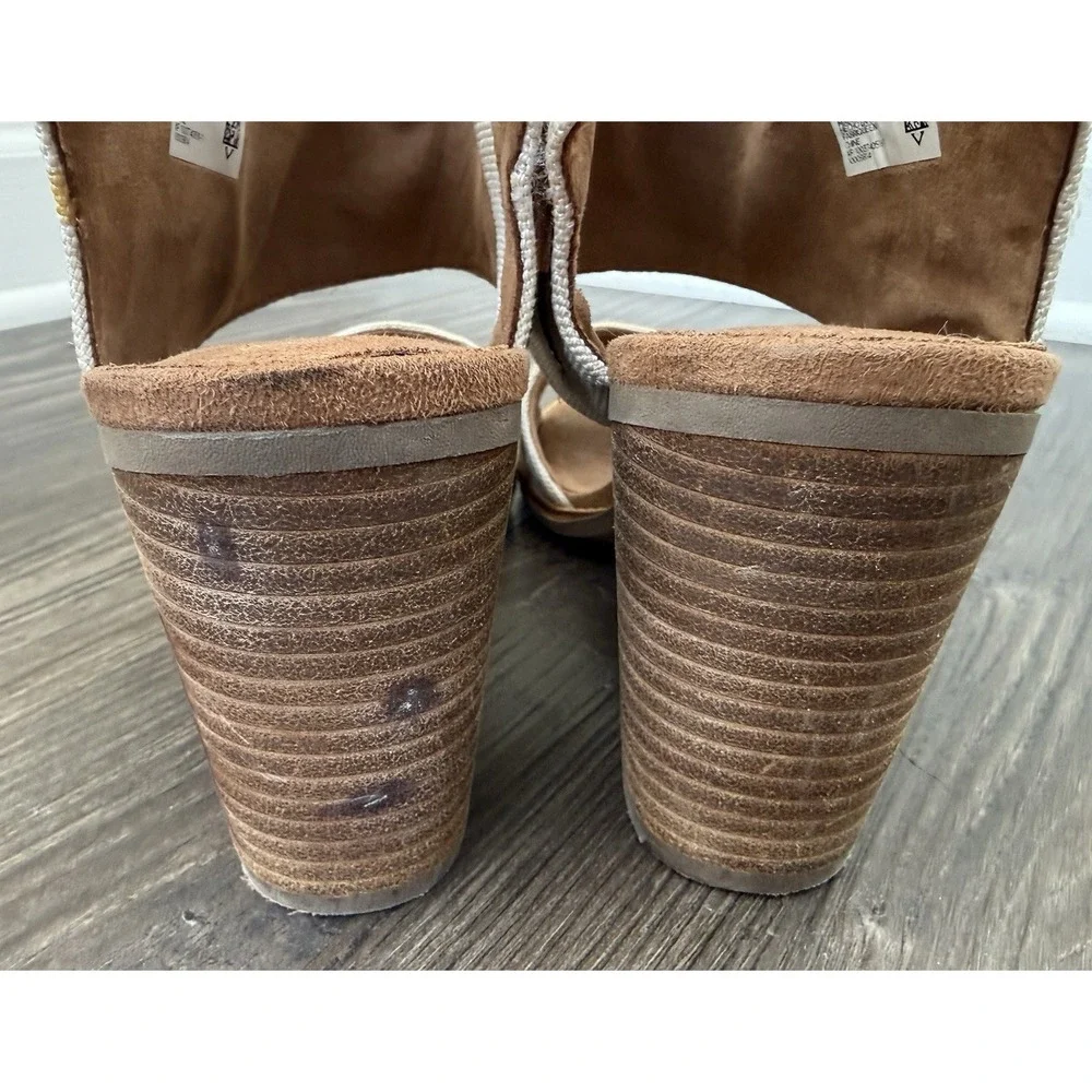 Toms Sandal Womens 11 Natural Majorca Cut Out Block Heels Old Money Clean Girl‎